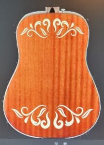 Designed inlay for back of classical guitar