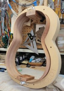 Blocks glued in ready for kerfed lining
