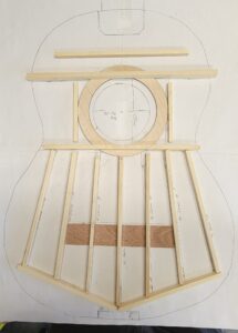 Fan bracing for the guitar top.